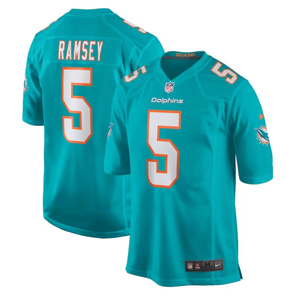 Men's Miami Dolphins #5 Jalen Ramsey Aqua Stitched Game Jersey Men's Miami Dolphins #5 Jalen Ramsey Aqua Stitched Game Jersey